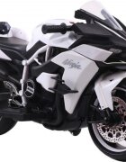 Novokids Motocicleta electrica pentru copii Ninja Premium Motocross Alb viteza din maner maxim 30 kg melodii si lumini Led bluetooth roti ajutatoare