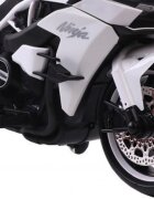 Novokids Motocicleta electrica pentru copii Ninja Premium Motocross Alb viteza din maner maxim 30 kg melodii si lumini Led bluetooth roti ajutatoare