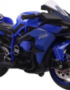 Novokids Motocicleta electrica pentru copii Ninja Premium Motocross Albastru viteza din maner maxim 30 kg melodii si lumini Led bluetooth roti ajutatoare