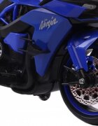 Novokids Motocicleta electrica pentru copii Ninja Premium Motocross Albastru viteza din maner maxim 30 kg melodii si lumini Led bluetooth roti ajutatoare