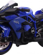 Novokids Motocicleta electrica pentru copii Ninja Premium Motocross Albastru viteza din maner maxim 30 kg melodii si lumini Led bluetooth roti ajutatoare