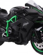 Novokids Motocicleta electrica pentru copii Ninja Premium Motocross Negru-Verde viteza din maner maxim 30 kg melodii si lumini Led bluetooth roti ajutatoare
