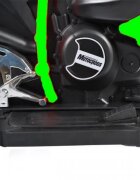 Novokids Motocicleta electrica pentru copii Ninja Premium Motocross Negru-Verde viteza din maner maxim 30 kg melodii si lumini Led bluetooth roti ajutatoare
