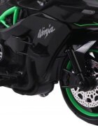 Novokids Motocicleta electrica pentru copii Ninja Premium Motocross Negru-Verde viteza din maner maxim 30 kg melodii si lumini Led bluetooth roti ajutatoare