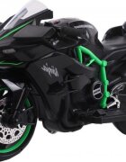 Novokids Motocicleta electrica pentru copii Ninja Premium Motocross Negru-Verde viteza din maner maxim 30 kg melodii si lumini Led bluetooth roti ajutatoare