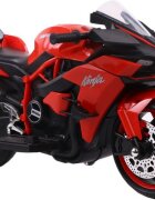 Novokids Motocicleta electrica pentru copii Ninja Premium Motocross Rosu viteza din maner maxim 30 kg melodii si lumini Led bluetooth roti ajutatoare