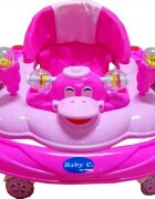 Novokids Premergator reglabil in 2 trepte Baby C Roz Ratusca cu melodii roti silentioase din silicon pliabil