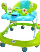 Novokids Premergator reglabil in 2 trepte Baby C Verde Turquoise Ratusca cu melodii roti silentioase din silicon pliabil