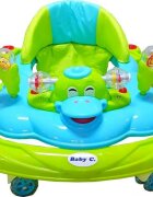Novokids Premergator reglabil in 2 trepte Baby C Verde Turquoise Ratusca cu melodii roti silentioase din silicon pliabil