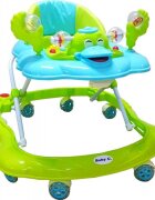 Novokids Premergator reglabil in 2 trepte Baby C Verde Turquoise Ratusca cu melodii roti silentioase din silicon pliabil