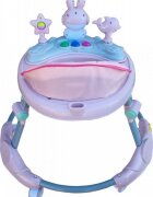 Novokids Premergator reglabil in 6 trepte de inaltime Happy Bunny Roz cu melodii si lumini pliabil greutate admisa 20 kg roti silentioase