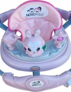 Novokids Premergator reglabil in 6 trepte de inaltime Happy Bunny Roz cu melodii si lumini pliabil greutate admisa 20 kg roti silentioase