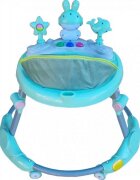 Novokids Premergator reglabil in 6 trepte de inaltime Happy Bunny Verde Turquoise cu melodii si lumini pliabil greutate admisa 20 kg roti silentioase