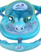 Novokids Premergator reglabil in 6 trepte de inaltime Happy Bunny Verde Turquoise cu melodii si lumini pliabil greutate admisa 20 kg roti silentioase
