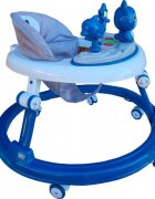 Novokids Premergator reglabil in 6 trepte de inaltime Happy Kitty Albastru cu melodii pliabil greutate admisa 20 kg roti silentioase