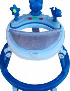Novokids Premergator reglabil in 6 trepte de inaltime Happy Kitty Albastru cu melodii pliabil greutate admisa 20 kg roti silentioase