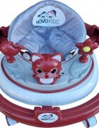 Novokids Premergator reglabil in 6 trepte de inaltime Happy Kitty Rosu cu melodii pliabil greutate admisa 20 kg roti silentioase