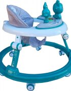 Novokids Premergator reglabil in 6 trepte de inaltime Happy Kitty Verde Turquoise cu melodii pliabil greutate admisa 20 kg roti silentioase