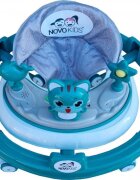 Novokids Premergator reglabil in 6 trepte de inaltime Happy Kitty Verde Turquoise cu melodii pliabil greutate admisa 20 kg roti silentioase