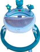 Novokids Premergator reglabil in 6 trepte de inaltime Happy Kitty Verde Turquoise cu melodii pliabil greutate admisa 20 kg roti silentioase