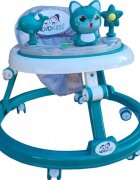 Novokids Premergator reglabil in 6 trepte de inaltime Happy Kitty Verde Turquoise cu melodii pliabil greutate admisa 20 kg roti silentioase