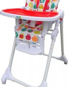 Novokids Scaun de masa pentru copii si bebe Go Baby Fructe Rosu Alb reglabil in 6 trepte de inaltime Pliabil Centura de siguranta Sezut confortabil Masuta detasabila Pozitie somn Roti cu frana
