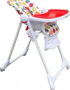 Novokids Scaun de masa pentru copii si bebe Go Baby Fructe Rosu Alb reglabil in 6 trepte de inaltime Pliabil Centura de siguranta Sezut confortabil Masuta detasabila Pozitie somn Roti cu frana