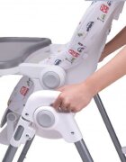 Novokids Scaun de masa pentru copii si bebe Go Baby Masinute Gri reglabil in 6 trepte de inaltime Pliabil Centura de siguranta Sezut confortabil Masuta detasabila Pozitie somn Roti cu frana