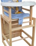 Novokids Scaun de masa pentru copii si bebe Wooden Table Chair Albastru transformabil in masuta din lemn masiv centura de siguranta sezut detasabil masuta detasabila