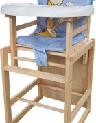 Novokids Scaun de masa pentru copii si bebe Wooden Table Chair Albastru transformabil in masuta din lemn masiv centura de siguranta sezut detasabil masuta detasabila