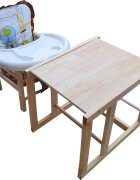Novokids Scaun de masa pentru copii si bebe Wooden Table Chair MaroAlb transformabil in masuta din lemn masiv centura de siguranta sezut detasabil masuta detasabila