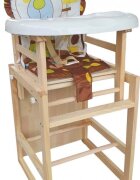 Novokids Scaun de masa pentru copii si bebe Wooden Table Chair MaroAlb transformabil in masuta din lemn masiv centura de siguranta sezut detasabil masuta detasabila