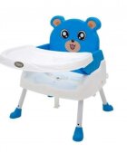 Novokids Scaun de masa pentru copii Teddy Bear Albastru 3 in 1 transformabil in scaunel copii functie inaltator scaun 2 trepte de inaltime sezut confortabil masuta detasabila