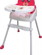 Novokids Scaun de masa pentru copii Teddy Bear Roz 3 in 1 transformabil in scaunel copii functie inaltator scaun 2 trepte de inaltime sezut confortabil masuta detasabila