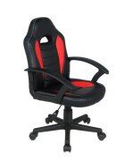 Novokids Scaun ergonomic de birou Gamer Mini Rosu cu Negru rotatie 360 grade inaltime reglabila 117-127 cm latime 60 cm greutate admisa 120 kg