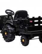 Novokids Tractor electric pentru copii Super Tytan Farmer XXL Negru cu acumulator remorca melodii si USB varsta 3-8 ani baterie 12V 2 viteze lumini