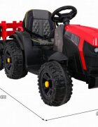 Novokids Tractor electric pentru copii Super Tytan Farmer XXL Rosu cu acumulator remorca melodii si USB varsta 3-8 ani baterie 12V 2 viteze lumini