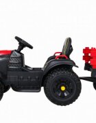 Novokids Tractor electric pentru copii Super Tytan Farmer XXL Rosu cu acumulator remorca melodii si USB varsta 3-8 ani baterie 12V 2 viteze lumini
