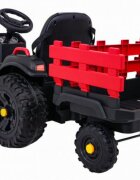Novokids Tractor electric pentru copii Super Tytan Farmer XXL Rosu cu acumulator remorca melodii si USB varsta 3-8 ani baterie 12V 2 viteze lumini