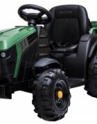 Novokids Tractor electric pentru copii Super Tytan Farmer XXL Verde cu acumulator remorca melodii si USB varsta 3-8 ani baterie 12V 2 viteze lumini