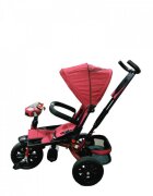 Novokids Tricicleta pentru copii Super Trike Rosu Bordeaux cu copertina melodii si lumini roti din cauciuc pozitie somn scaun reversibil cu rotatie 360 grade