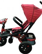 Novokids Tricicleta pentru copii Super Trike Rosu Bordeaux cu copertina melodii si lumini roti din cauciuc pozitie somn scaun reversibil cu rotatie 360 grade