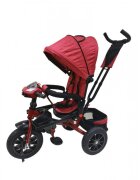 Novokids Tricicleta pentru copii Super Trike Rosu Bordeaux cu copertina melodii si lumini roti din cauciuc pozitie somn scaun reversibil cu rotatie 360 grade