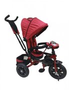 Novokids Tricicleta pentru copii Super Trike Rosu Bordeaux cu copertina melodii si lumini roti din cauciuc pozitie somn scaun reversibil cu rotatie 360 grade