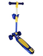 Novokids Trotineta pentru copii Mini Scooter 6160 Albastru cu roti luminoase din silicon melodii si lumini 3 roti pliabila maner reglabil greutate suportata 50 kg