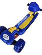 Novokids Trotineta pentru copii Mini Scooter 6160 Albastru cu roti luminoase din silicon melodii si lumini 3 roti pliabila maner reglabil greutate suportata 50 kg