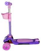 Novokids Trotineta pentru copii Mini Scooter 6160 RozMov cu roti luminoase din silicon melodii si lumini 3 roti pliabila maner reglabil greutate suportata 50 kg