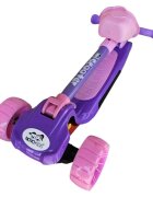Novokids Trotineta pentru copii Mini Scooter 6160 RozMov cu roti luminoase din silicon melodii si lumini 3 roti pliabila maner reglabil greutate suportata 50 kg