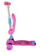 Novokids Trotineta pentru copii Mini Scooter 8010 Roz 2 in 1 cu roti luminoase din silicon melodii 3 roti pliabila maner reglabil greutate suportata 50 kg