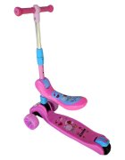 Novokids Trotineta pentru copii Mini Scooter 8010 Roz 2 in 1 cu roti luminoase din silicon melodii 3 roti pliabila maner reglabil greutate suportata 50 kg